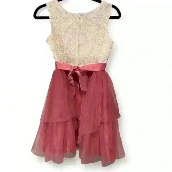 Emily Rose Girls'. Cream Lace with Mauve Tulle Formal Dress size 10 - Picture 3 of 4